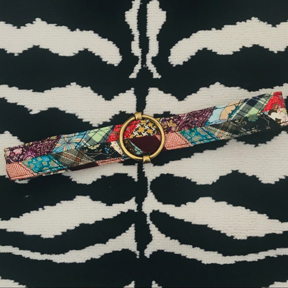 Boho Patchwork Quilted Solid Brass Buckle Cottage… - image 2